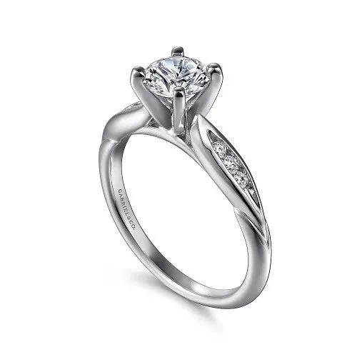 Rings Quinn 14K White Gold Round Diamond Channel Set Engagement Ring Setting only center stone not included GABRIEL CO