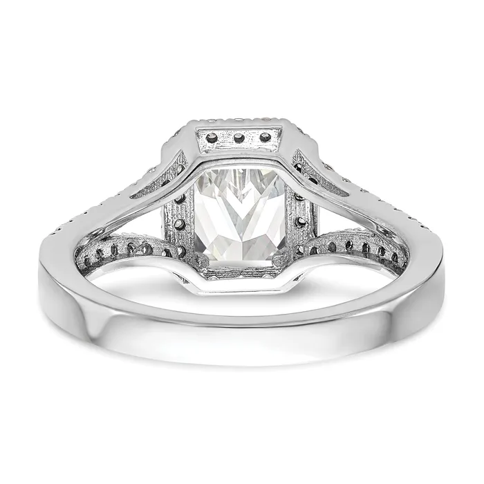 075ct CZ Solid Real 14K White Gold Emerald Halo Engagement Ring Goldia Rings