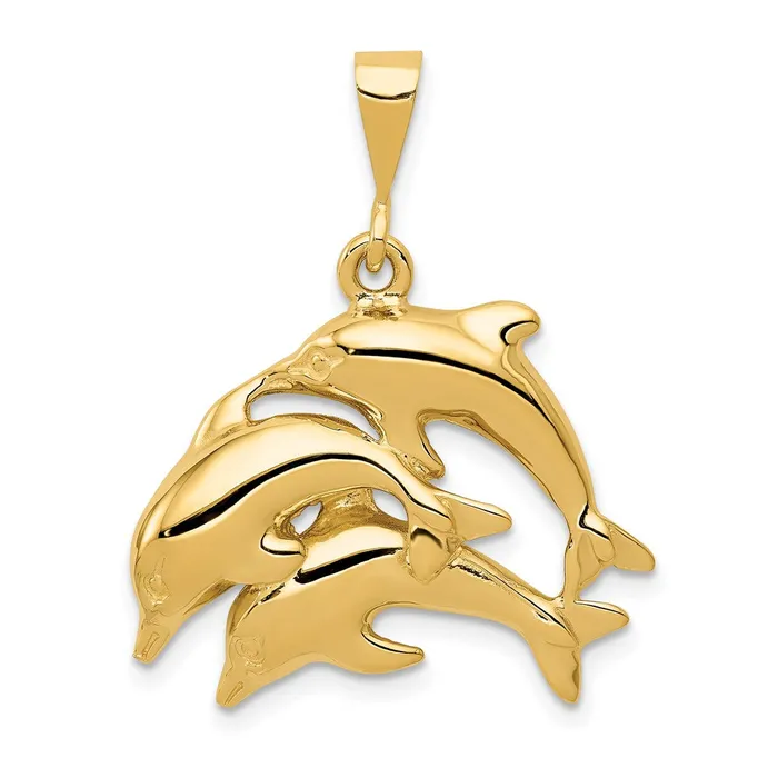 14k Yellow Gold Dolphin Charm Goldia Charm Necklaces