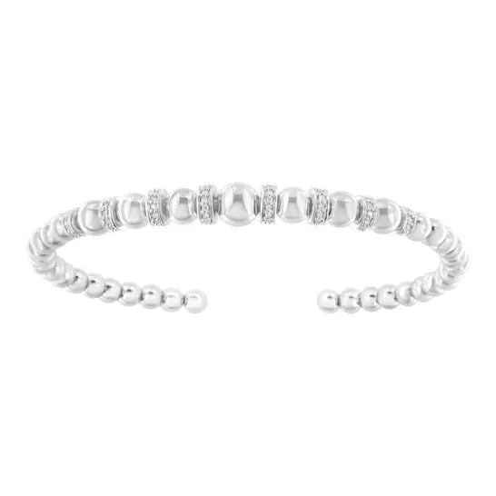 Bracelets JMS always Original Haus of Brilliance Sterling Silver 14 cttw Diamond Ball Bead Cuff Bangle Bracelet IJ I2I3