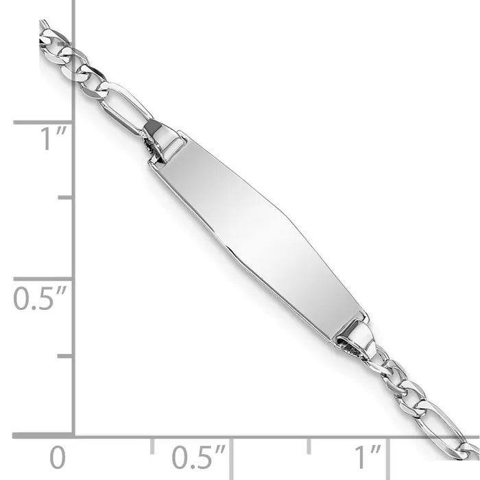 Bracelets Solid 14K White Gold Soft Diamond Shape Figaro Link ID Bracelet MDS