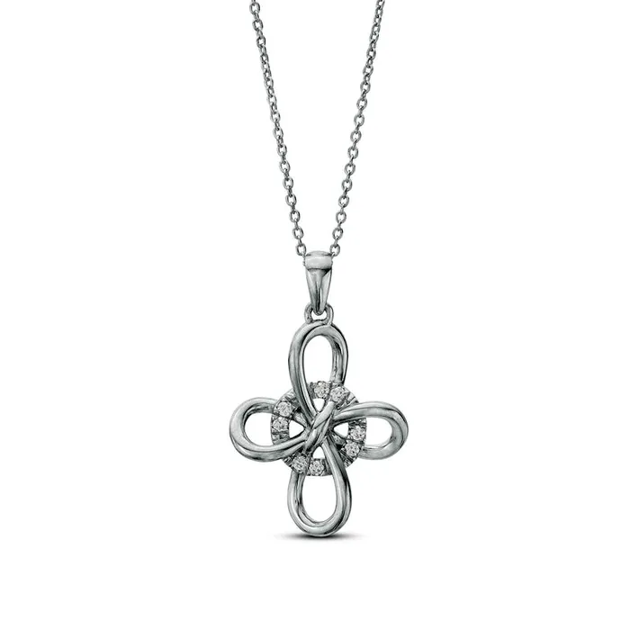 Goldia 007 CT TW Natural Diamond Interlocking Circle and Loop Pendant in Sterling Silver Necklaces