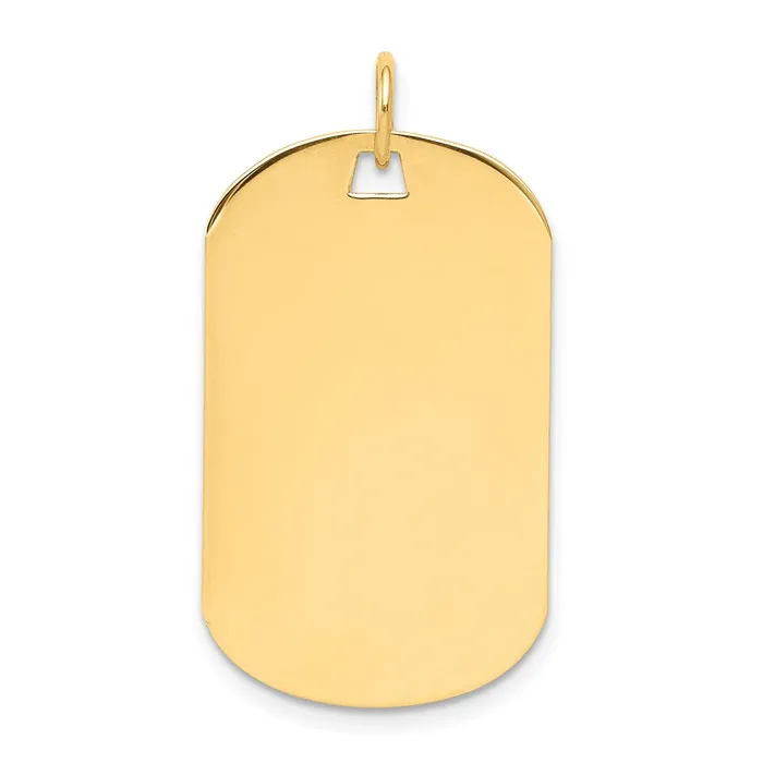 Goldia Charm Necklaces 14k Yellow Gold Plain 009 Gauge Engraveable Dog Tag Disc Charm