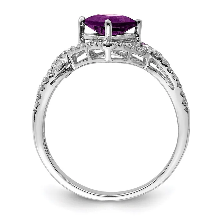 Goldia Rings Sterling Silver Rhodiumplated Diamond u0026 Amethyst Ring