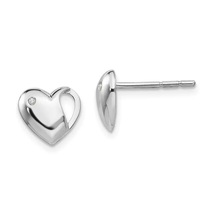 Goldia White Ice Sterling Silver Rhodiumplated Diamond Heart Post Earrings Earrings