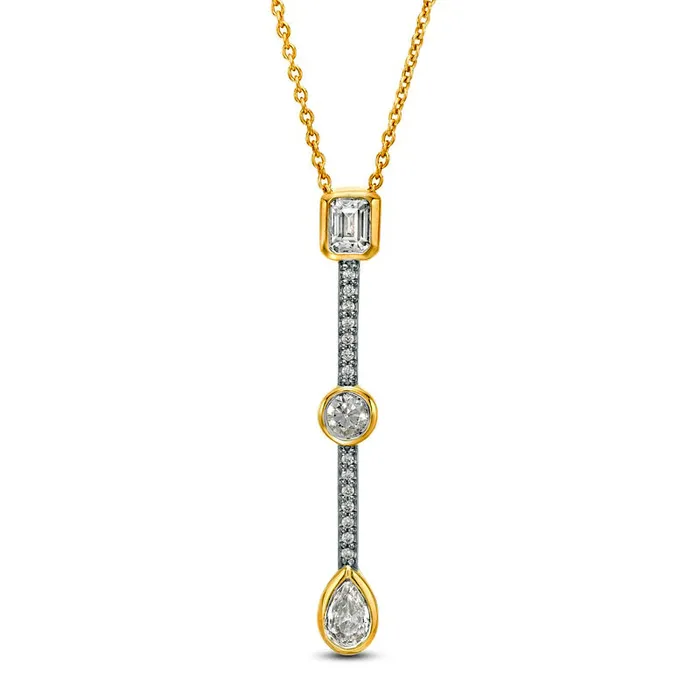 Necklaces Goldia 05 CT TW Certified MultiStone Natural Diamond Y Necklace in 14K Gold II2