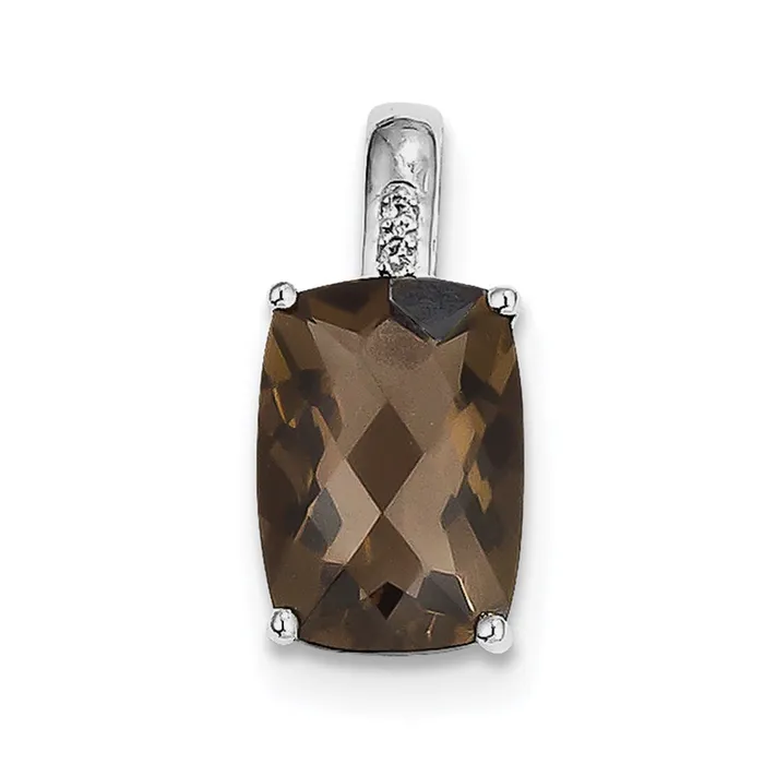 Necklaces Goldia Sterling Silver Rhodiumplated Smoky Quartz and Diamond Pendant