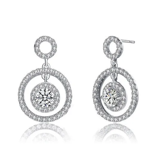 Original Megan Walford Sterling Silver Round Cubic Zirconia Three Halo Drop Earrings JMS always Earrings