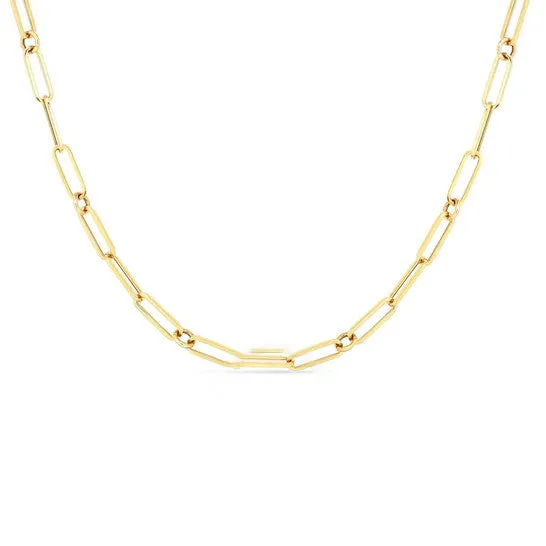 Original Roberto Coin 18k Yellow Gold Fine Paperclip Chain 22 Inch 5310167AY220 JMS always PreStyled Sets