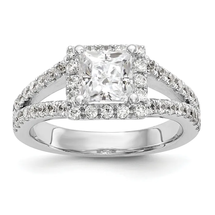 Rings 14K White Gold Diamond Princess CZ Square Halo Engagement Ring Goldiacom