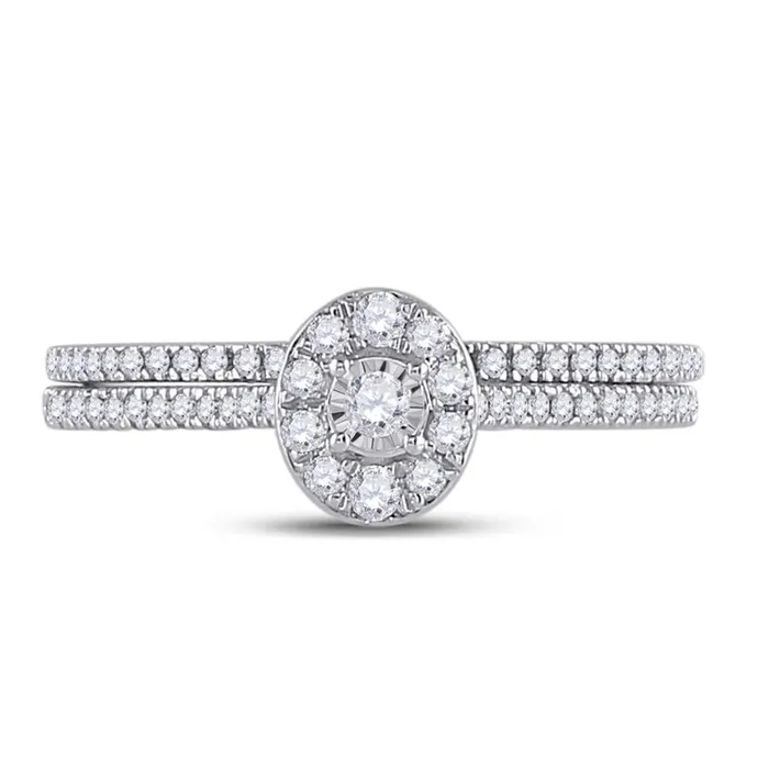Rings gndatlanta 14k White Gold Round Diamond Oval Bridal Wedding Ring Set 13 Cttw