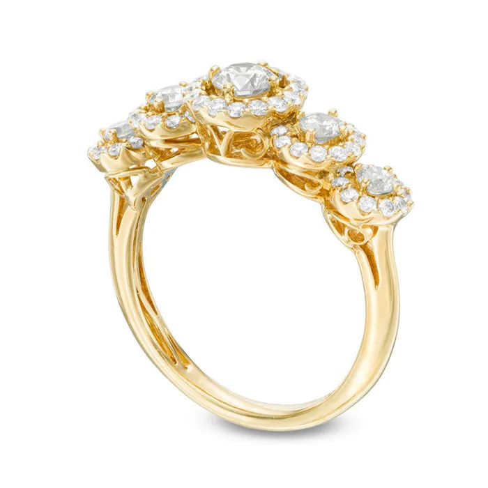 Rings Goldia 10 CT TW Natural Diamond Frame Five Stone Anniversary Band in Solid 14K Gold