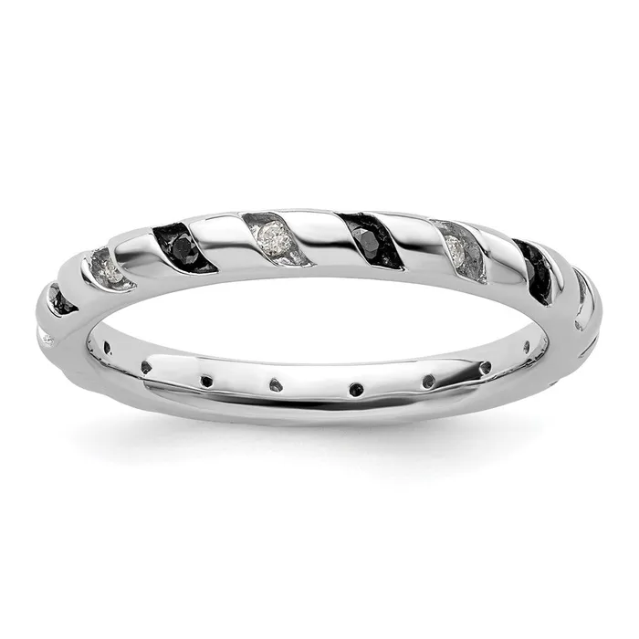 Rings Goldia Sterling Silver Stackable Expressions Black u0026 White Diamond Ring
