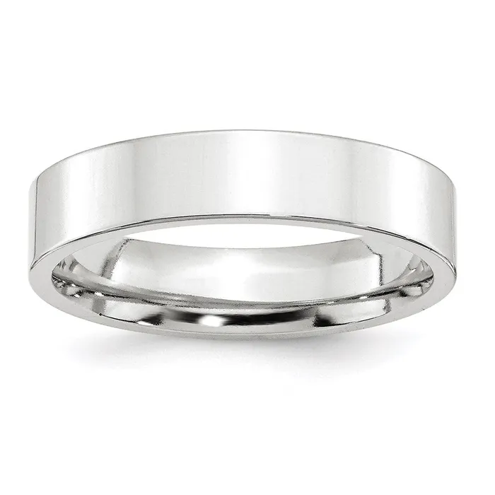 Rings Solid 14K White Gold 5mm Standard Flat Comfort Fit MensWomens Wedding Band Ring Size 7 Goldia