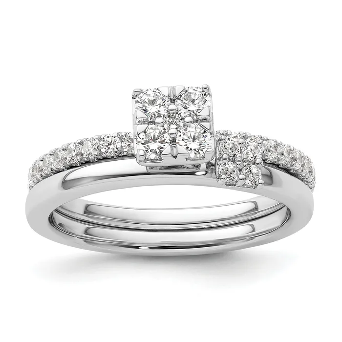 Two Promises 14k White Gold 12 Ct Lab Grown Diamond VSSI G Cluster Engagement Ring Goldia Rings