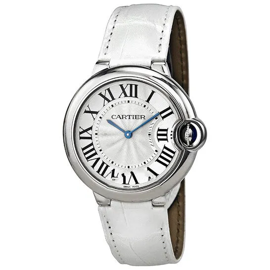 Watches Original Cartier Ballon Bleu Silver Dial White Leather Ladies Watch W6920087 JMS always