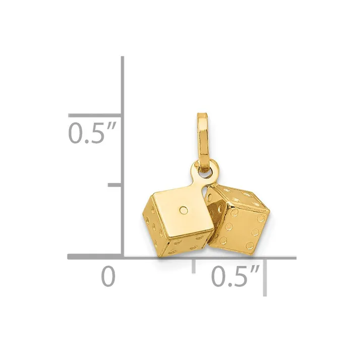 Charm Necklaces TreasureFineJewelers 14k Yellow Gold 3D Dice Charm