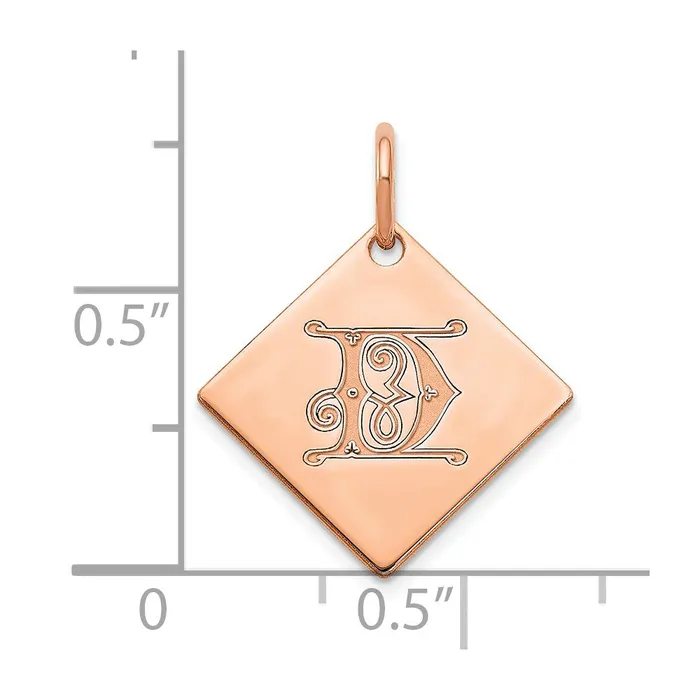 Earrings Sterling Silver Polished Rose Gold Plated Gold Letter D Initial Charm TreasureFineJewelers