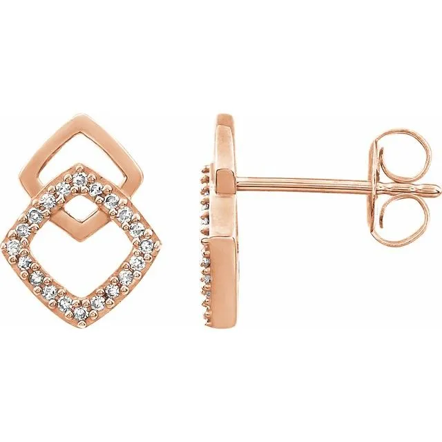 Earrings TreasureFineJewelers 14K Rose Gold 110 CTW Natural Diamond Geometric Earrings