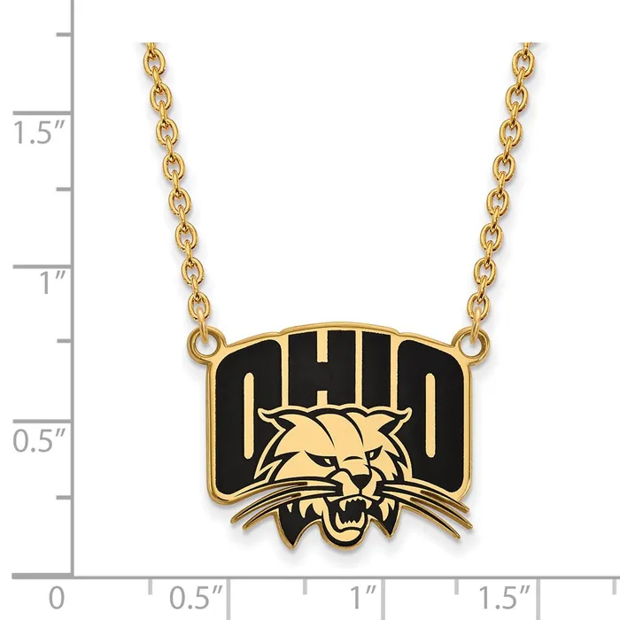 Necklaces Sterling Silver Goldplated Ohio University Large Enameled Pendant 18 inch Necklace TreasureFineJewelers