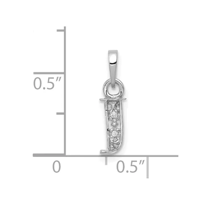Necklaces TreasureFineJewelers 14k White Gold Rhodiumplated Diamond Letter J Initial Pendant