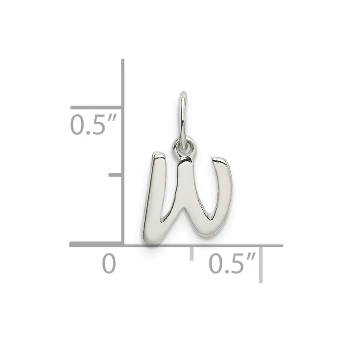 Necklaces TreasureFineJewelers Sterling Silver Letter W Initial Charm