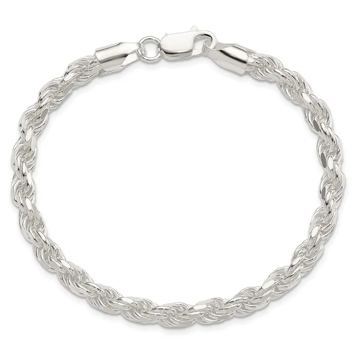 Rings TreasureFineJewelers Sterling Silver 575mm Diamondcut Rope Chain