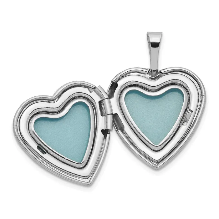 Rings TreasureFineJewelers Sterling Silver Rhodiumplated Satin DC Diamond Star Heart Locket