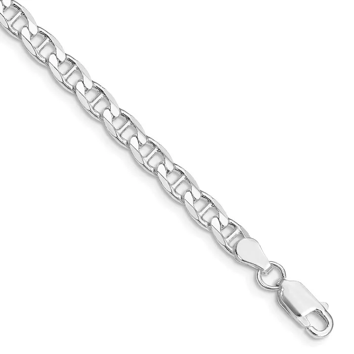Sterling Silver Rhodiumplated 465mm Flat Cuban Anchor Chain TreasureFineJewelers Rings