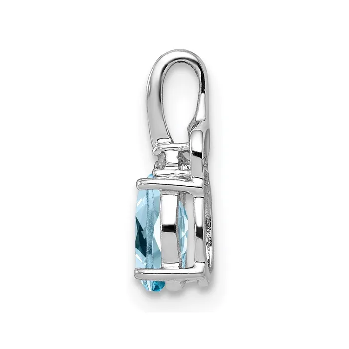 Sterling Silver Rhodium Plated Diamond Sky Blue Topaz Oval Pendant TreasureFineJewelers Necklaces
