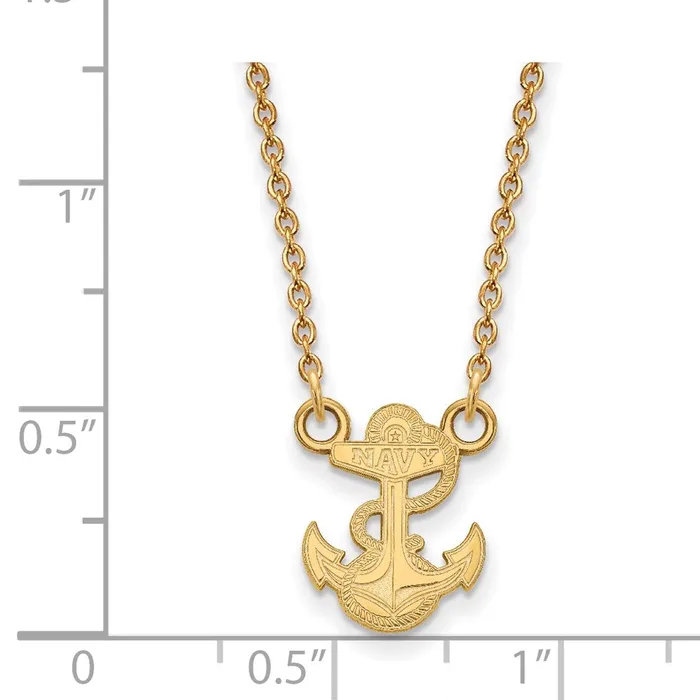 TreasureFineJewelers Necklaces 10K Yellow Gold Navy Small Pendant with Necklace