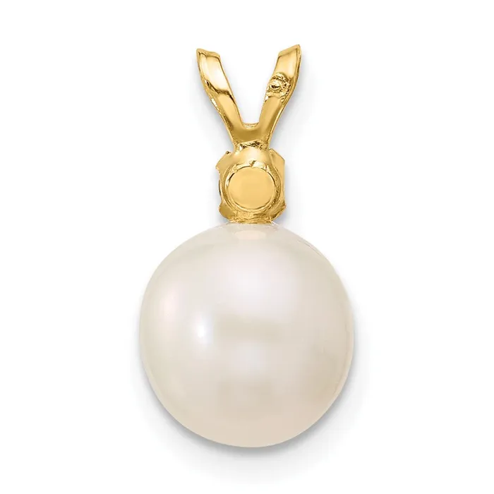 TreasureFineJewelers Necklaces 14k Yellow Gold Amethyst 885mm White Round FWC Pearl Pendant