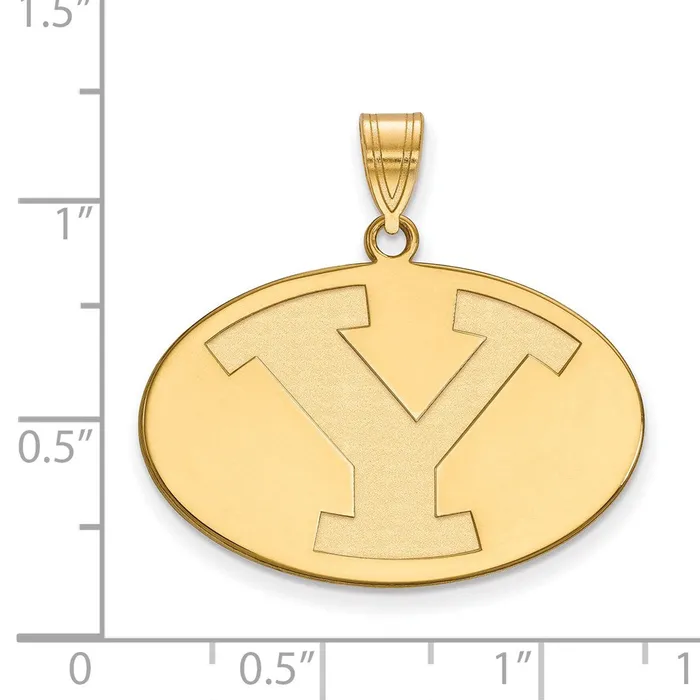 TreasureFineJewelers Necklaces Sterling Silver Goldplated Brigham Young University Letter Y Large Pendant
