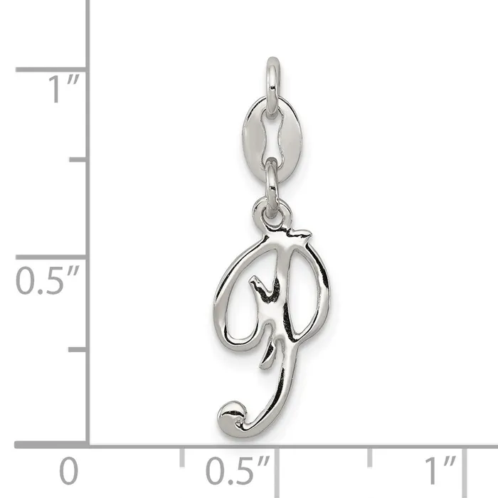 TreasureFineJewelers Necklaces Sterling Silver Letter P Initial Charm