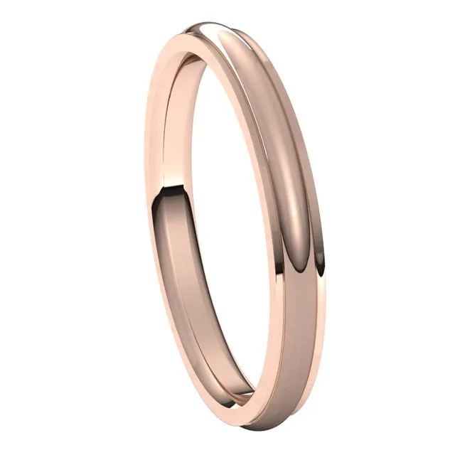 TreasureFineJewelers Rings 14K Rose Gold 25 mm Half Round Edge Comfort Fit Wedding Band