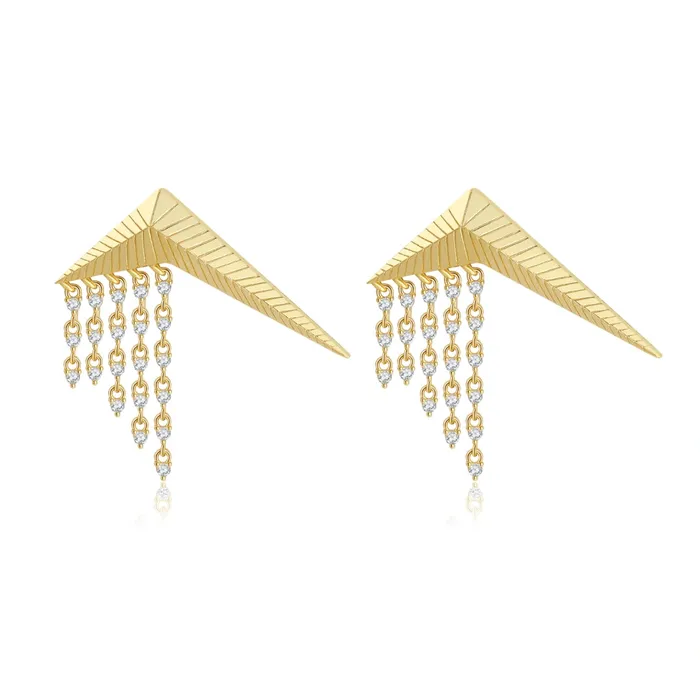 Trendolla Jewelry Earrings Triangle Cubic Zirconia Diamond Earrings Falling star Collection Designed by Ida Eckhel