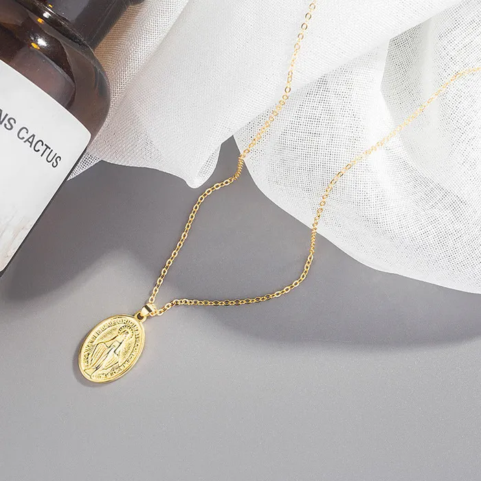 Trendolla Jewelry Necklaces Sterling Silver Female Virgin Mary Pendant Gold Virgencita Necklace