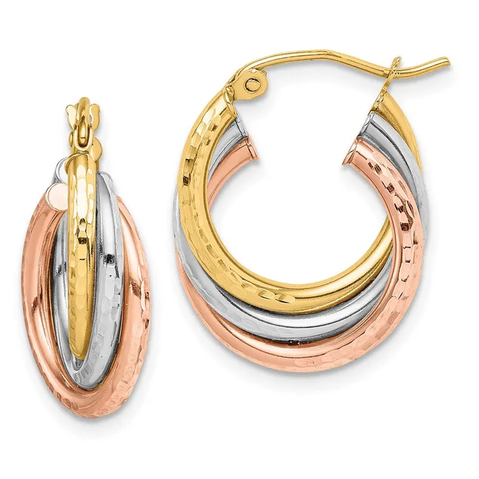 10k Tricolor Diamondcut Triple Hoop EarringsWBC10TC410 WB Choice Jewelry Earrings