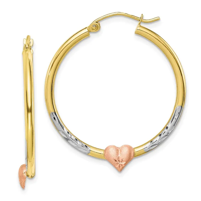 Earrings WB Choice Jewelry 10k Twotone White Rhodium DC Heart Hoop EarringsWBC10ER306