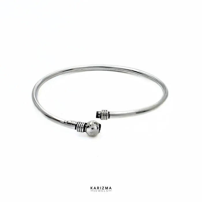 Karizma Jewels Bracelets Hollow Real Silver Oxidized Women Openable Single Bangle Bracelet 59 CM