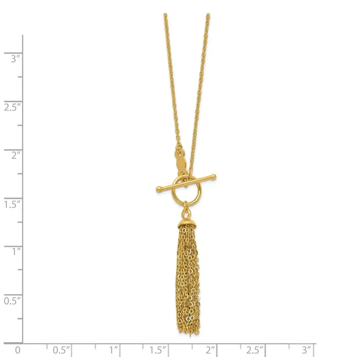 Necklaces WB Choice Jewelry 14K Cable Chain Tassel Toggle NecklaceWBCSF229718