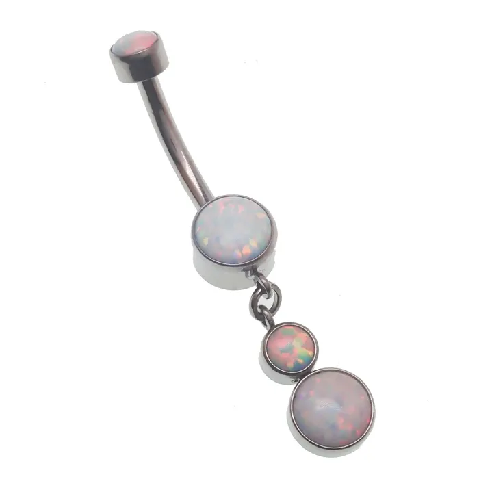 Opal Dangle Belly Ring 14g Body Clickers Rings