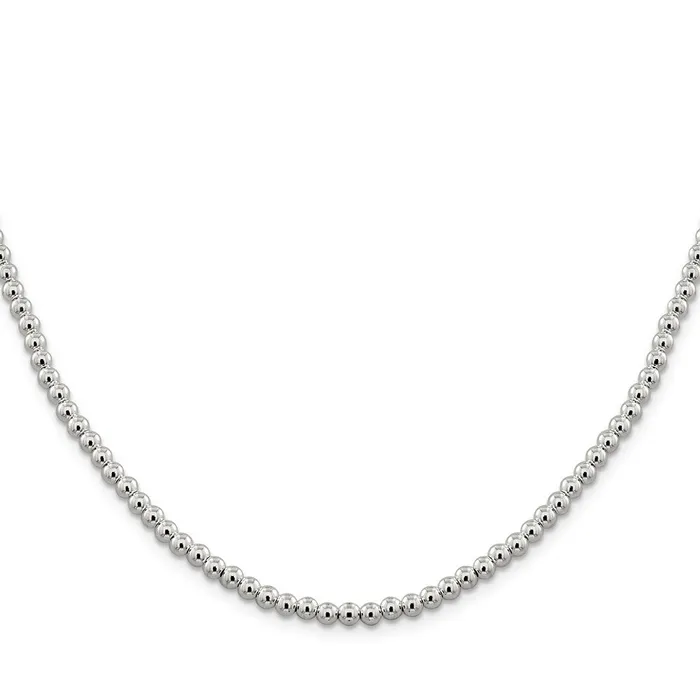 Sterling Silver 4mm Beads on Box ChainWBCQK3320 WB Choice Jewelry Necklaces