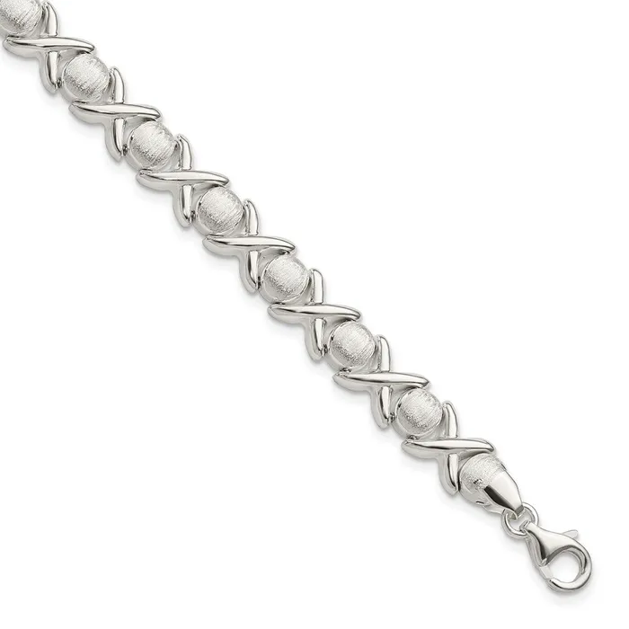 Sterling Silver Polished and Satin X and O BraceletWBCQG33057 WB Choice Jewelry Bracelets