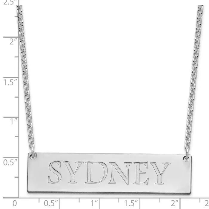 Sterling SilverRhodiumplated Large Polished Name Bar NecklaceWBCXNA648SS WB Choice Jewelry Necklaces
