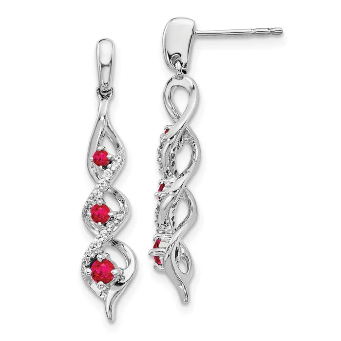 WB Choice Jewelry Earrings 10k White Gold Diamond and Ruby Post Dangle EarringsWBCEM5599RU0131WA