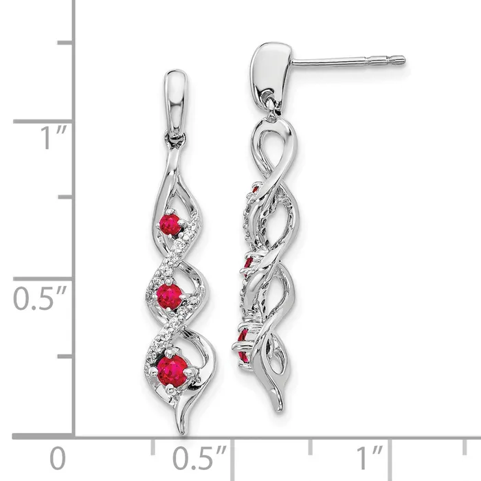 WB Choice Jewelry Earrings 10k White Gold Diamond and Ruby Post Dangle EarringsWBCEM5599RU0131WA