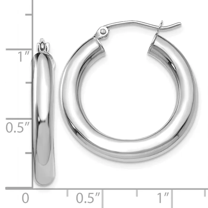 WB Choice Jewelry Earrings 10K White Gold Polished 4mm Tube Hoop EarringsWBC10T861