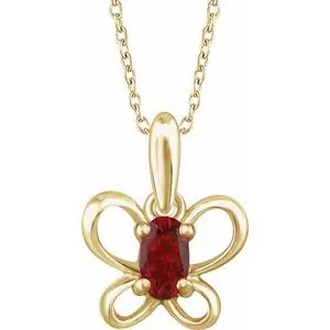 WB Choice Jewelry Necklaces 14K Yellow 4x3 mm Oval January Youth Butterfly Birthstone 15 Necklace653422634PSTWBC