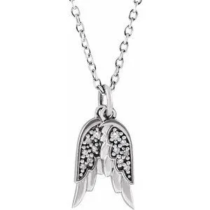 WB Choice Jewelry Necklaces Platinum 03 CTW Diamond Angel Wings 1618 Necklace87226120PSTWBC